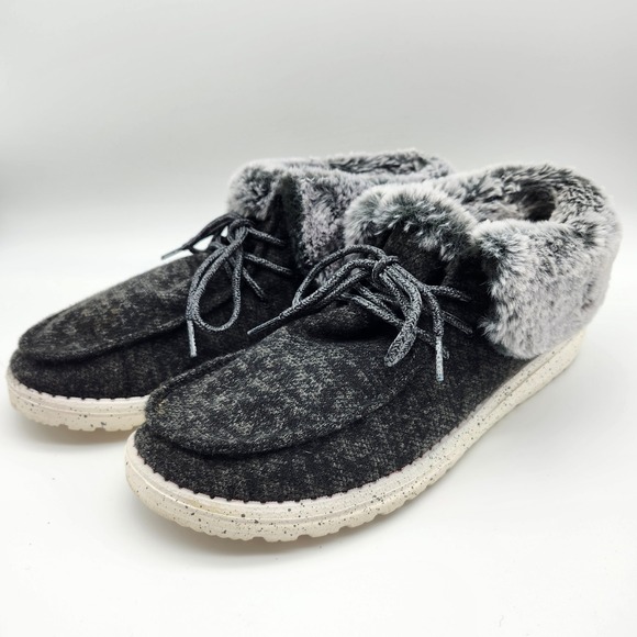Hey Dude Britt women's fur Trim Slip On Loafers Comfortable Casual Shoes sz 11 - Picture 1 of 9